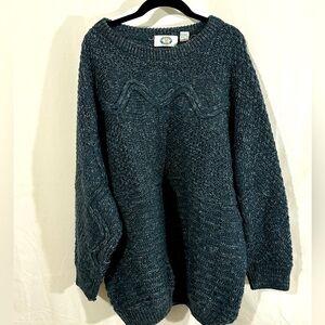 Vintage Harbour Club Wool Blend Sweater XL Made in Italy Chunky Knit Blue Gray